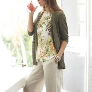 J. Jill Love Linen Tropical Print Sleeveless Tank Top, Size S